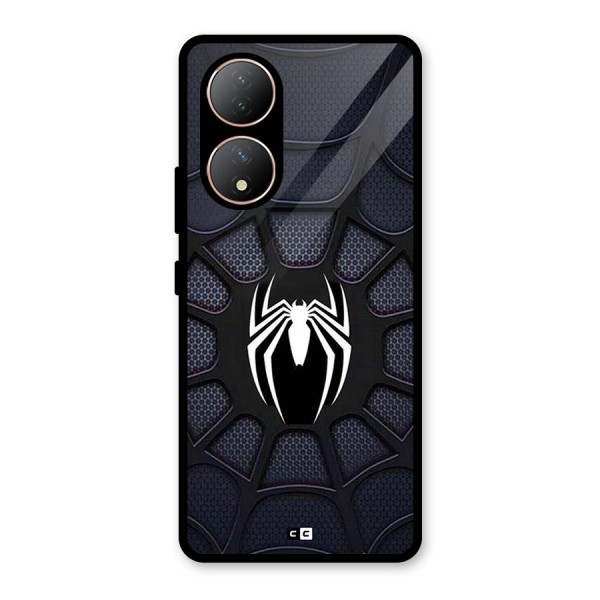 Black Web Glass Back Case for Vivo T2