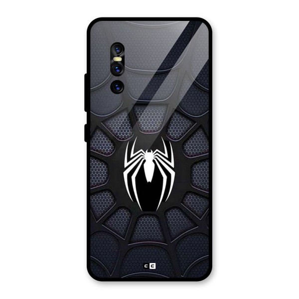 Black Web Glass Back Case for Vivo V15 Pro