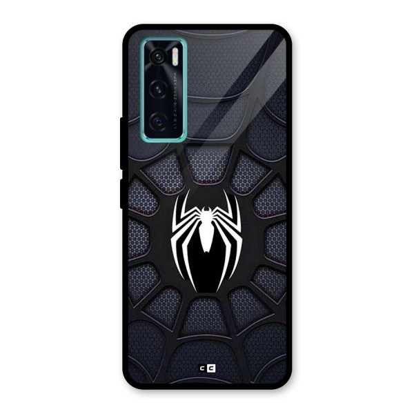 Black Web Glass Back Case for Vivo V20 SE