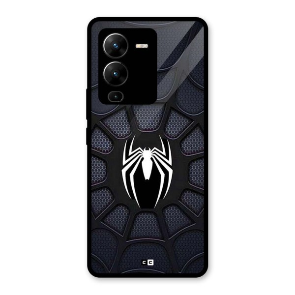 Black Web Glass Back Case for Vivo V25 Pro