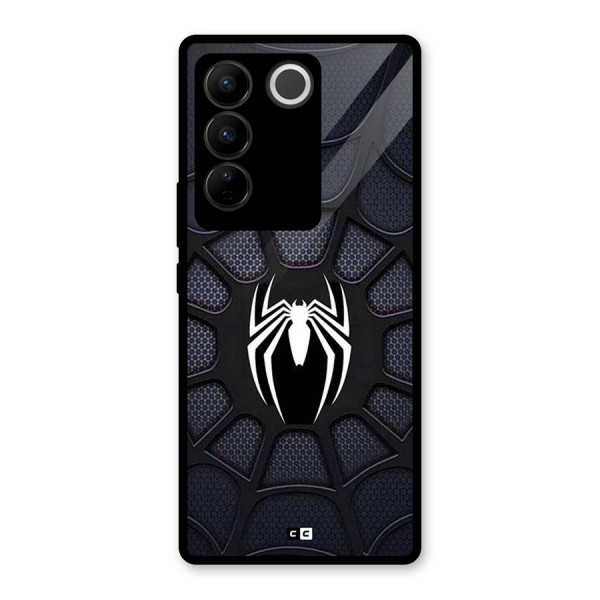 Black Web Glass Back Case for Vivo V27 Pro