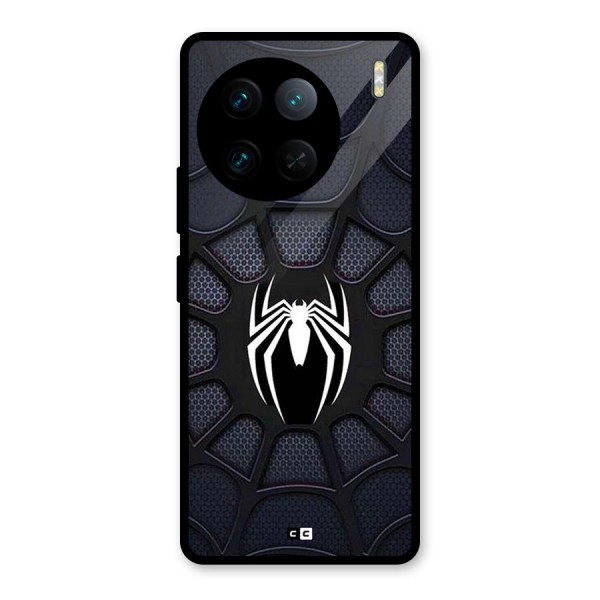 Black Web Glass Back Case for Vivo X90 Pro