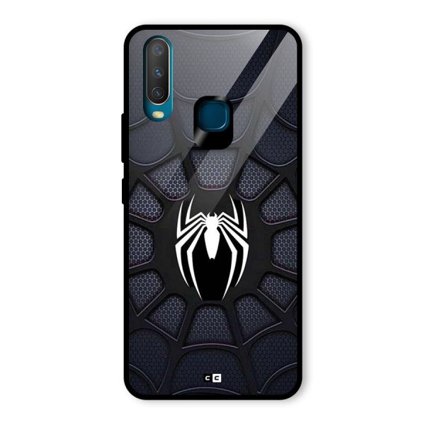 Black Web Glass Back Case for Vivo Y12