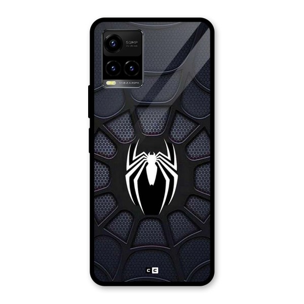 Black Web Glass Back Case for Vivo Y21A