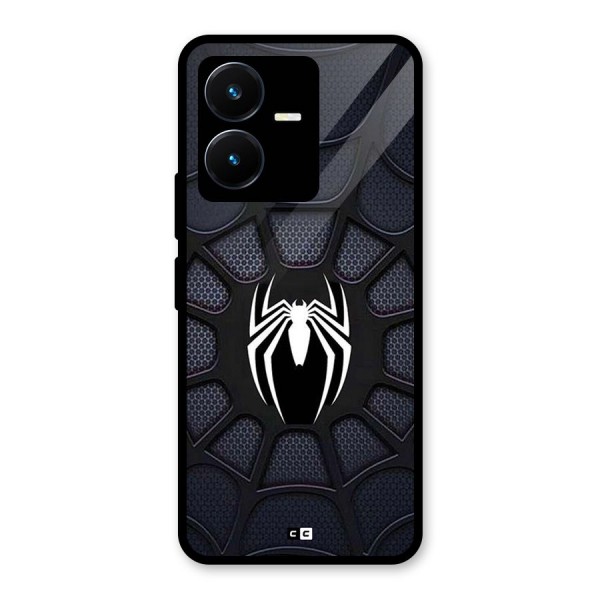 Black Web Glass Back Case for Vivo Y22