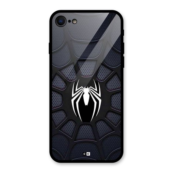 Black Web Glass Back Case for iPhone 8