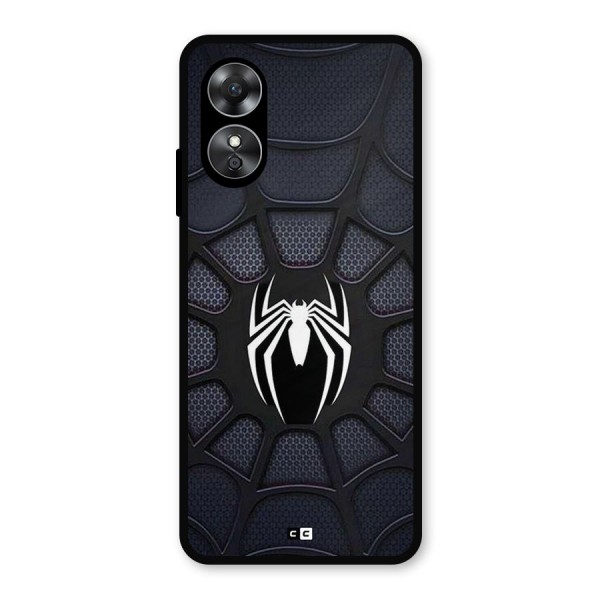 Black Web Metal Back Case for Oppo A17