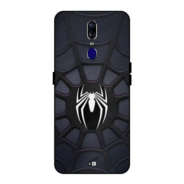 Black Web Metal Back Case for Oppo F11