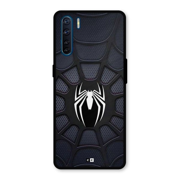 Black Web Metal Back Case for Oppo F15