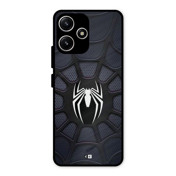 Black Web Metal Back Case for Poco M6 Pro