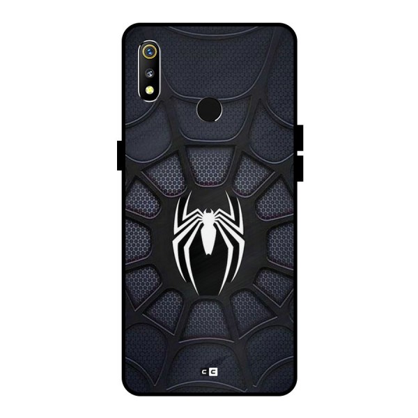 Black Web Metal Back Case for Realme 3