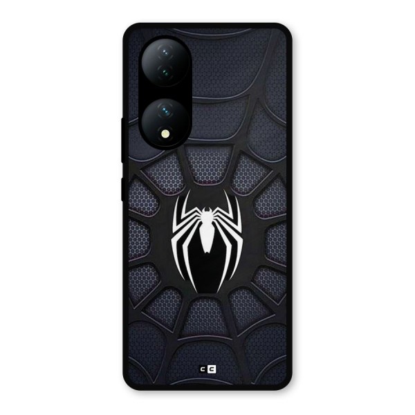 Black Web Metal Back Case for Vivo T2