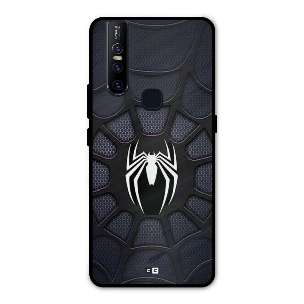 Black Web Metal Back Case for Vivo V15