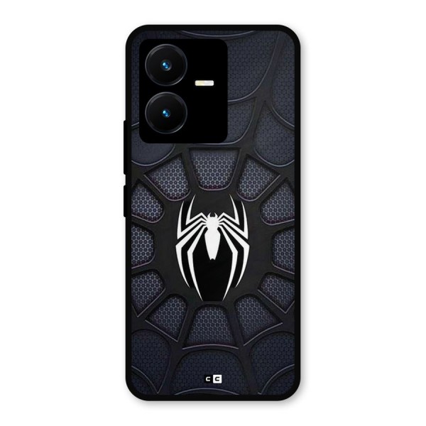 Black Web Metal Back Case for Vivo Y22