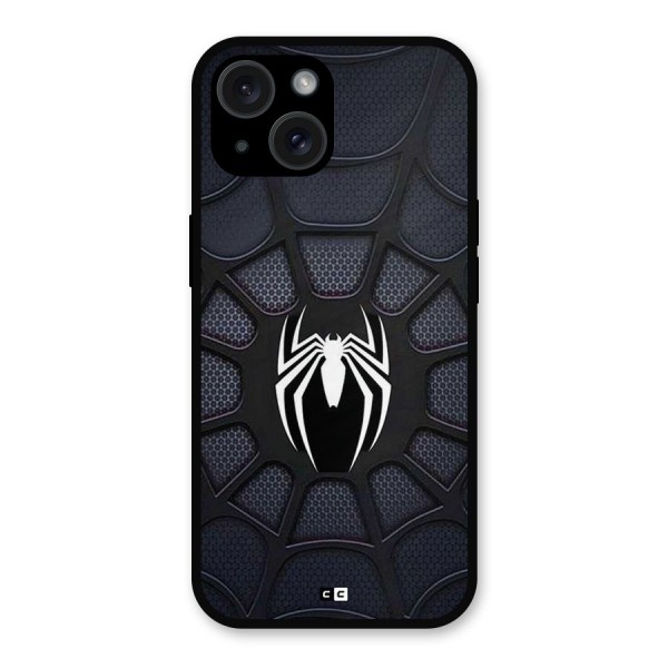 Black Web Metal Back Case for iPhone 15