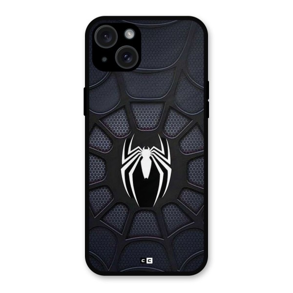 Black Web Metal Back Case for iPhone 15 Plus