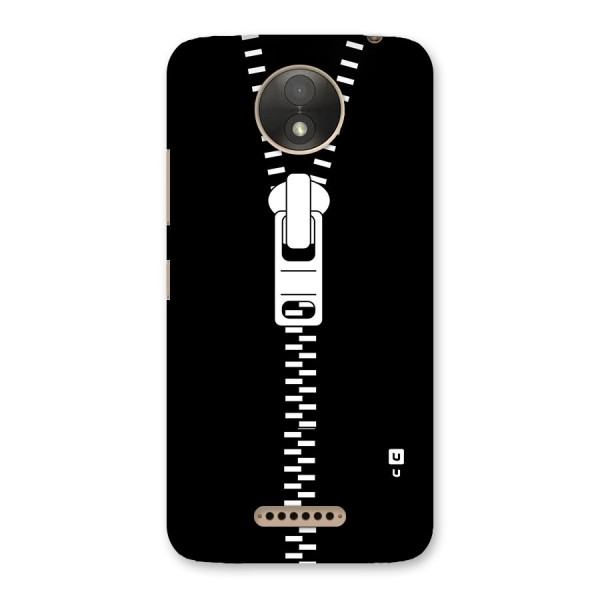 Black Zipper Back Case for Moto C Plus