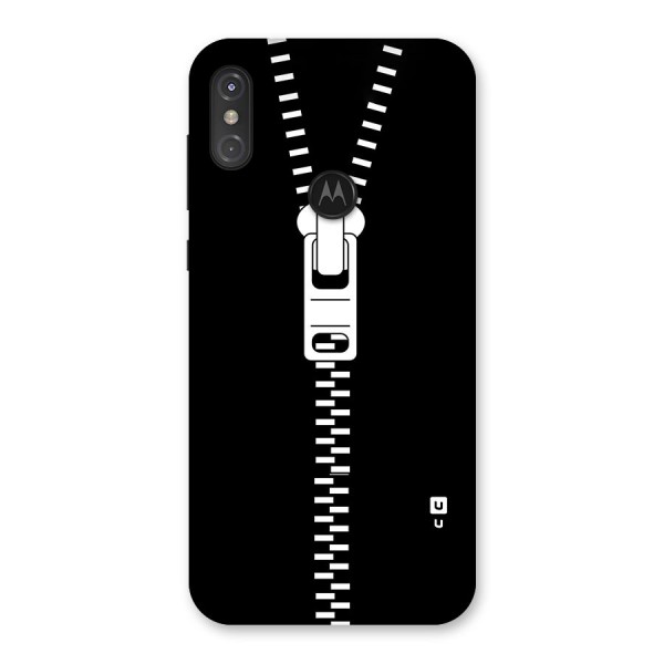 Black Zipper Back Case for Motorola One Power