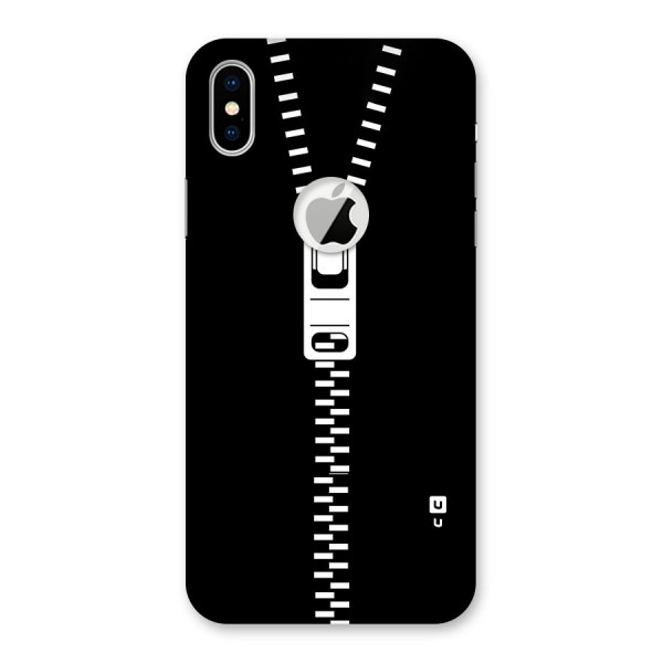 Black Zipper Back Case for iPhone XS Logo Cut