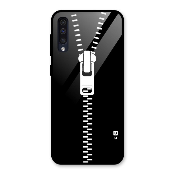 Black Zipper Glass Back Case for Galaxy A50s