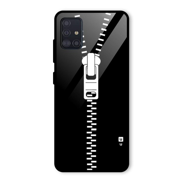 Black Zipper Glass Back Case for Galaxy A51