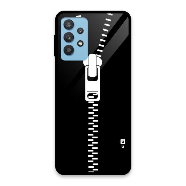 Black Zipper Glass Back Case for Galaxy M32 5G