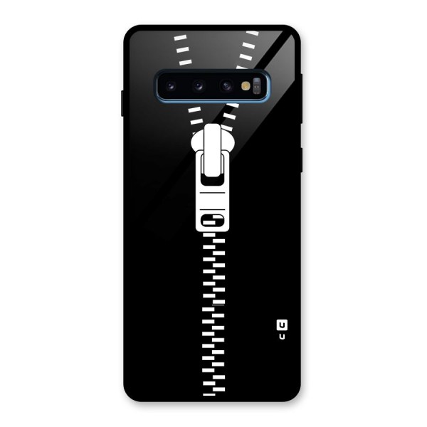 Black Zipper Glass Back Case for Galaxy S10