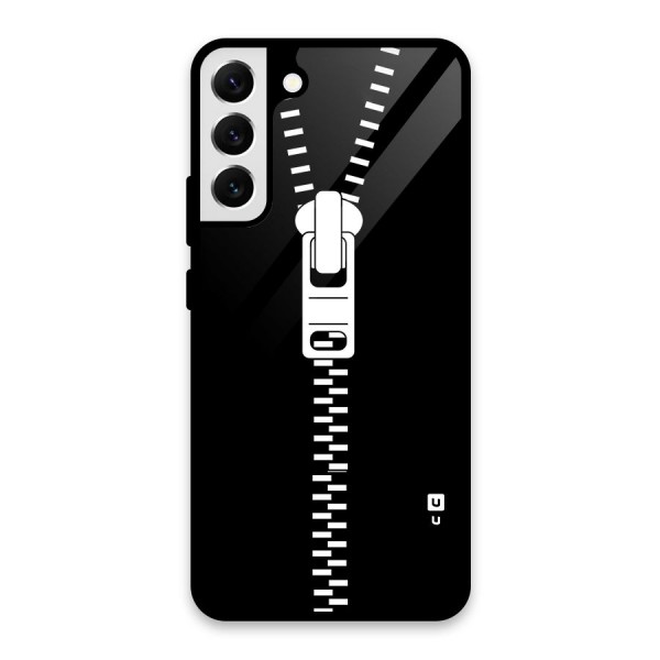 Black Zipper Glass Back Case for Galaxy S22 Plus 5G