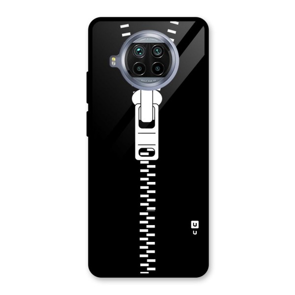 Black Zipper Glass Back Case for Mi 10i