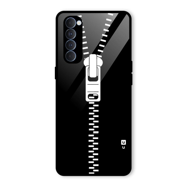 Black Zipper Glass Back Case for Oppo Reno4 Pro