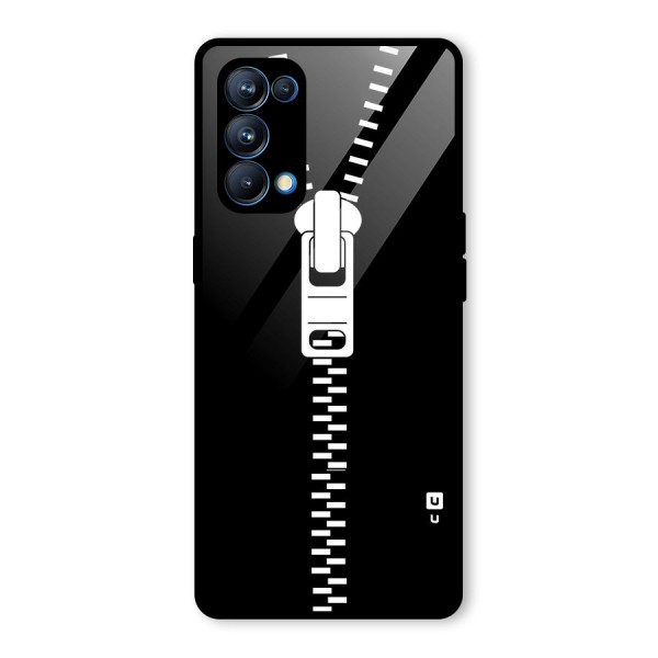 Black Zipper Glass Back Case for Oppo Reno5 Pro 5G