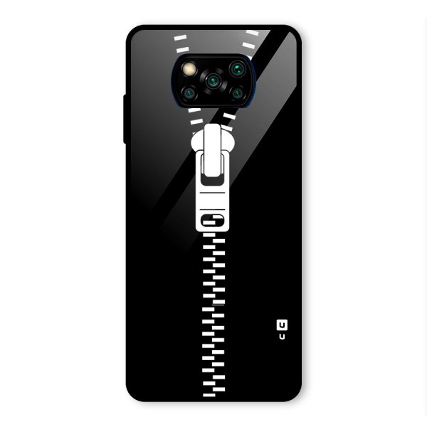 Black Zipper Glass Back Case for Poco X3 Pro