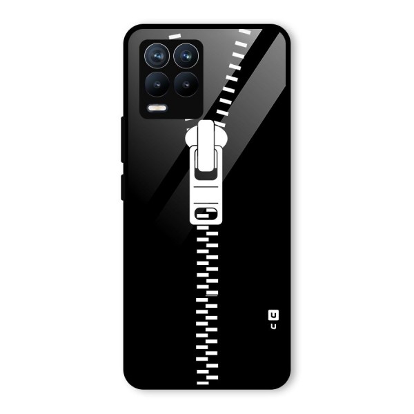 Black Zipper Glass Back Case for Realme 8 Pro