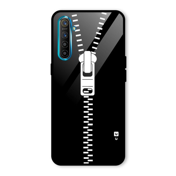 Black Zipper Glass Back Case for Realme XT