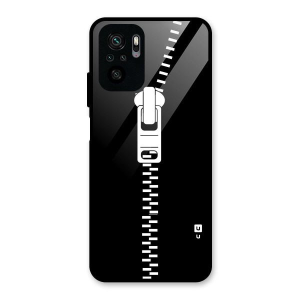 Black Zipper Glass Back Case for Redmi Note 10