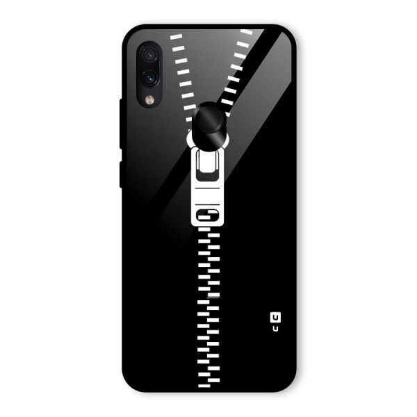 Black Zipper Glass Back Case for Redmi Note 7