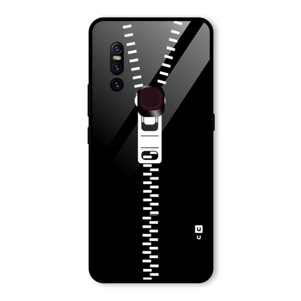 Black Zipper Glass Back Case for Vivo V15