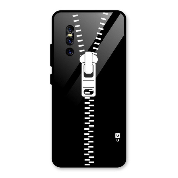 Black Zipper Glass Back Case for Vivo V15 Pro