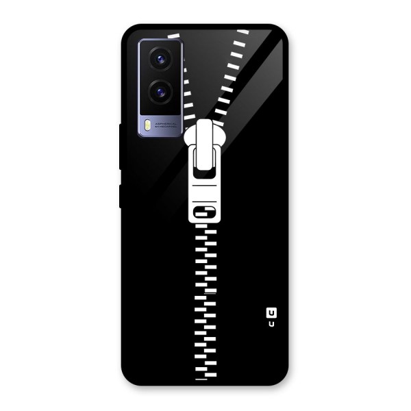 Black Zipper Glass Back Case for Vivo V21e 5G