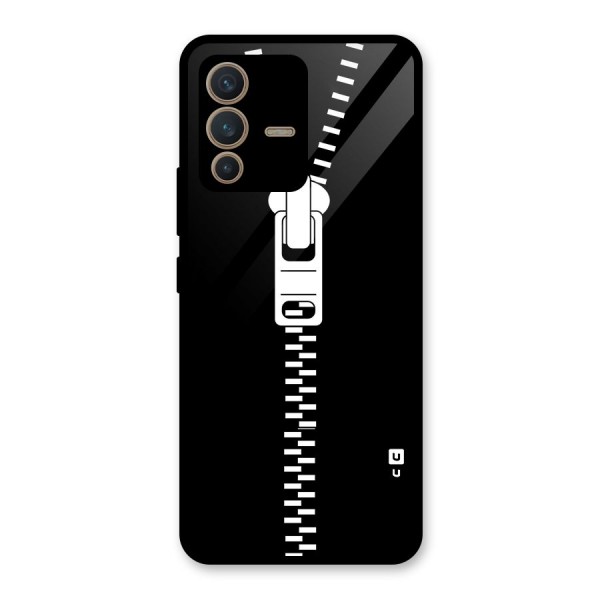 Black Zipper Glass Back Case for Vivo V23 5G