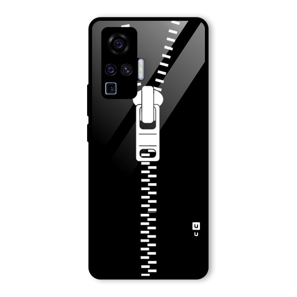 Black Zipper Glass Back Case for Vivo X50 Pro