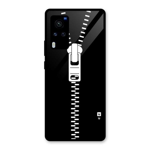 Black Zipper Glass Back Case for Vivo X60 Pro