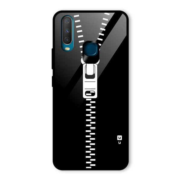 Black Zipper Glass Back Case for Vivo Y12