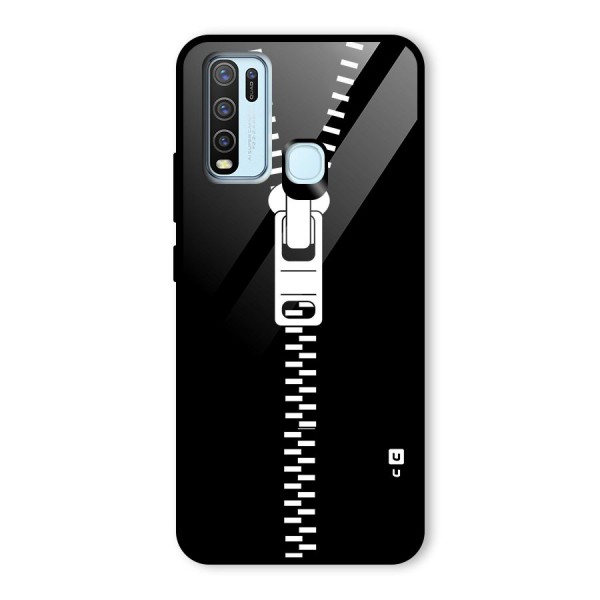 Black Zipper Glass Back Case for Vivo Y30