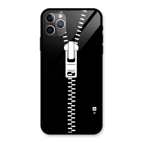 Black Zipper Glass Back Case for iPhone 11 Pro Max