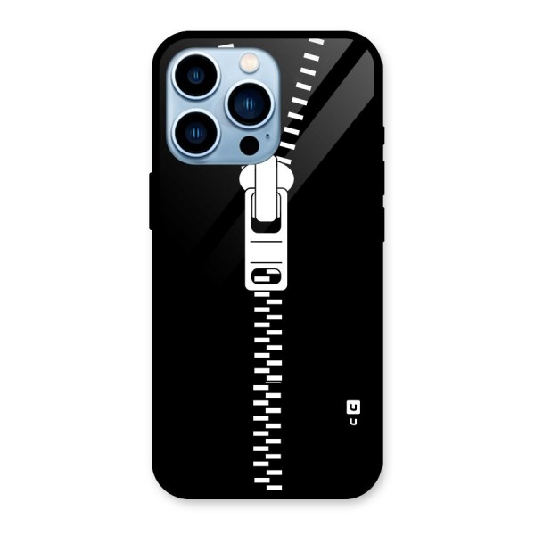 Black Zipper Glass Back Case for iPhone 13 Pro