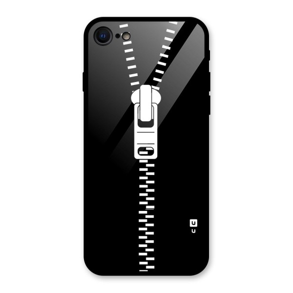 Black Zipper Glass Back Case for iPhone 8