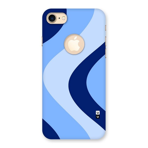 Blue Shade Curves Back Case for iPhone 8 Logo Cut