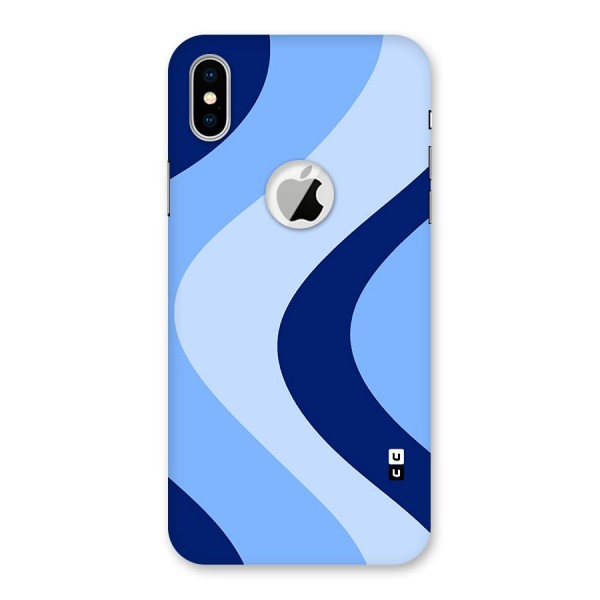 Blue Shade Curves Back Case for iPhone XS Logo Cut