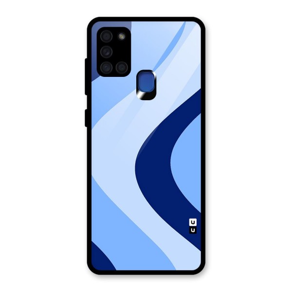 Blue Shade Curves Glass Back Case for Galaxy A21s